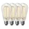 Photo 1 of 100-Watt Equivalent ST19 Dimmable Straight Filament Clear Glass Vintage Edison LED Light Bulb, Bright White (4-Pack)
