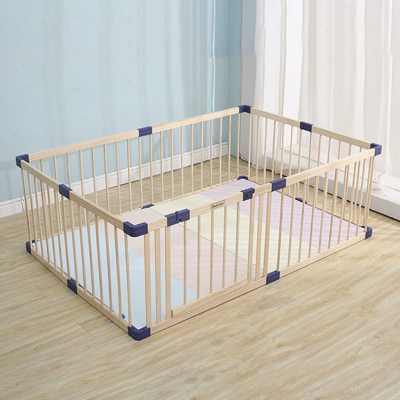 Photo 1 of Children's play fence with gate, wooden playground, baby safety play center, indoor safe play area, child safety activity center, courtyard with locking door, no mat
