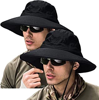 Photo 1 of ZOORON 2 Pack Sun Hat for Men Women, Wide Brim Bucket Hat UV Protection Waterproof Boonie Hat for Fishing Hiking Camping black 
