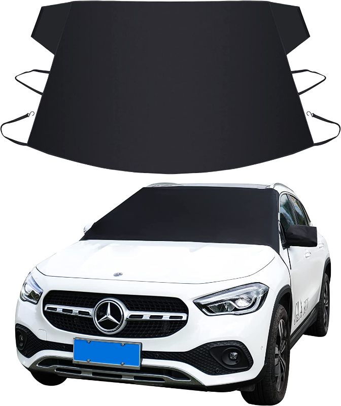 Photo 1 of YWQYZNB CAR Snow ICE Cover | Windshield for Snow, and Wiper Protector All Weather Auto Sunshade Fits Most Cars, SUV's, Vans Truck Leakproof Cover, Black, BIG SIZE, (QY3002)
