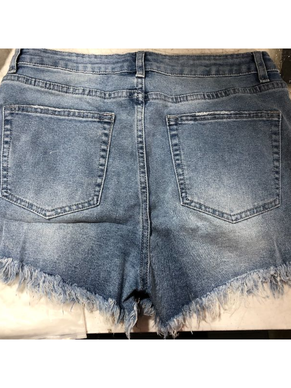 Photo 3 of luvamia Women's Casual Denim Shorts Frayed Raw Hem Ripped Jeans Shorts SIZE MEDIUM 