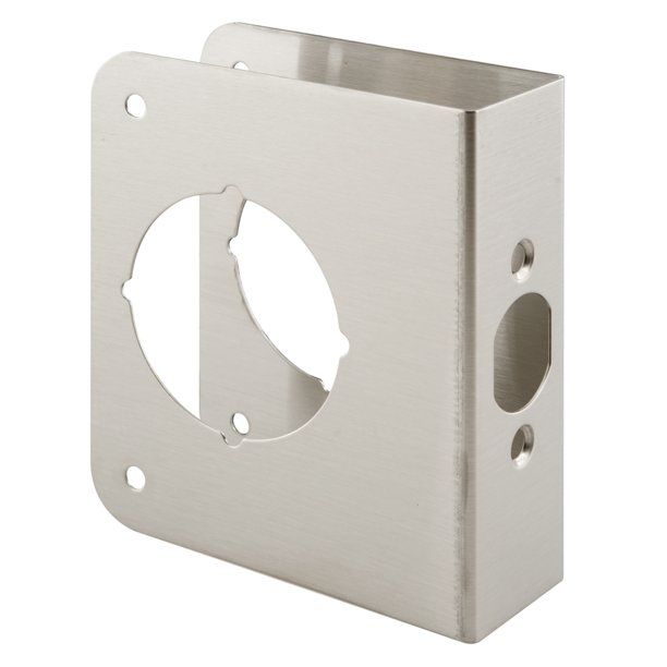 Photo 1 of 1-3/8 in. x 4-1/2 in. Thick Stainless Steel Lock and Door Reinforcer, 2-1/8 in. Single Bore, 2-3/8 in. Backset
