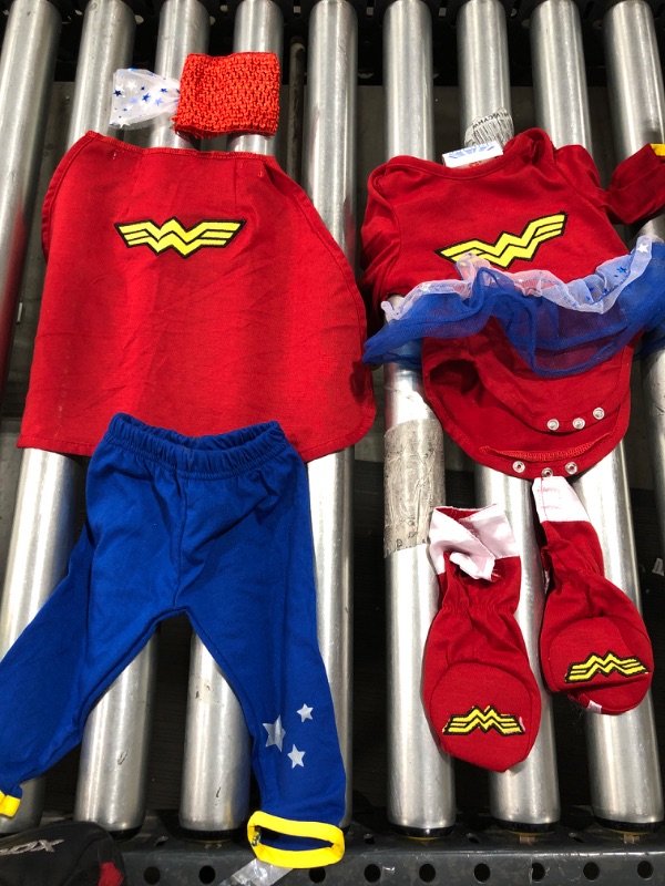 Photo 2 of Wonder Woman Baby Girls' Costume Bodysuit Dress with Tiara & Cape Size 0-6