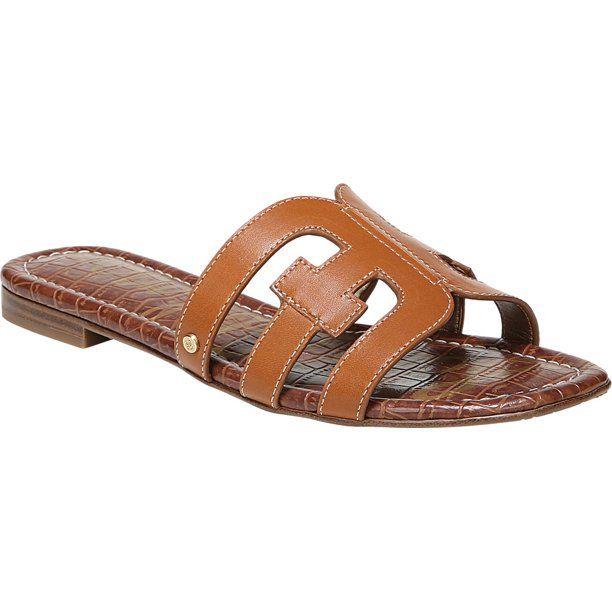 Photo 1 of Sam Edelman Bay Saddle Brown Leather Open Toe Slide Sandal Shoe 8.5
