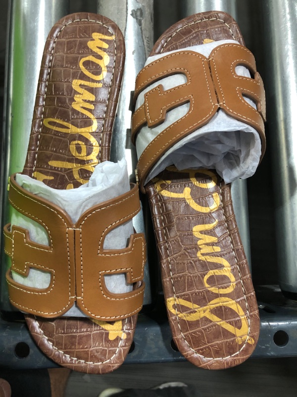 Photo 1 of Sam Edelman Bay Saddle Brown Leather Open Toe Slide Sandal Shoe 8.5
