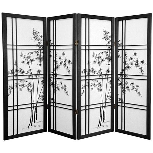 Photo 1 of 4 ft. Tall Double Cross Bamboo Tree Shoji Folding Screen