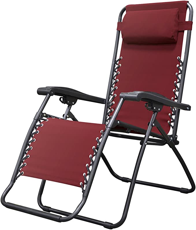 Photo 1 of Amazon Basics Outdoor Textilene Adjustable Zero Gravity Chair Burgandy