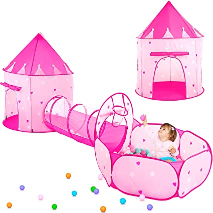 Photo 1 of PigPigPen 3pc Kids Play Tent for Girls with Ball Pit, Crawl Tunnel, Princess Tents for Toddlers, Baby Space World Playhouse Toys, Boys Indoor& Outdoor Play House, Perfect Kid’s Gifts
