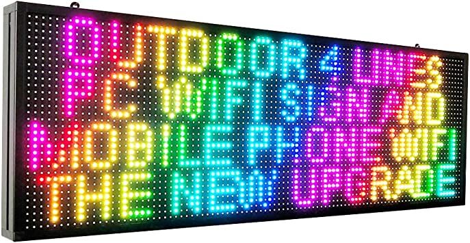 Photo 1 of  P10 LED Sign with WiFi - Outdoor Full Color Programmable LED Signs 39"x 14" with High Resolution Programmable Scrolling Led Display and High Brightness LED Advertising Sign Board