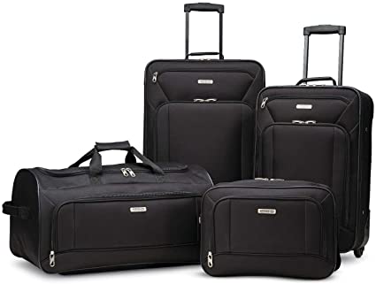 Photo 1 of American Tourister Fieldbrook XLT Softside Upright Luggage, Black, 4-Piece Set (BB/DF/21/25)
