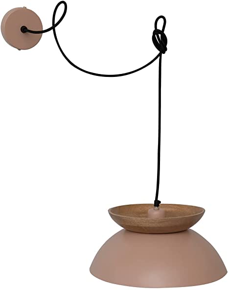 Photo 1 of Bloomingville Mango Wood and Metal Lamp, 6' Cord Pendant, 14" L x 14" W x 6" H, Natural
