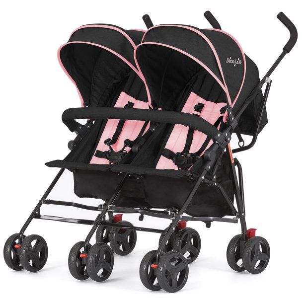 Photo 1 of Dream on Me Volgo Umbrella Stroller Side-by-Side Stroller Double Stroller, Pink (1407409)
