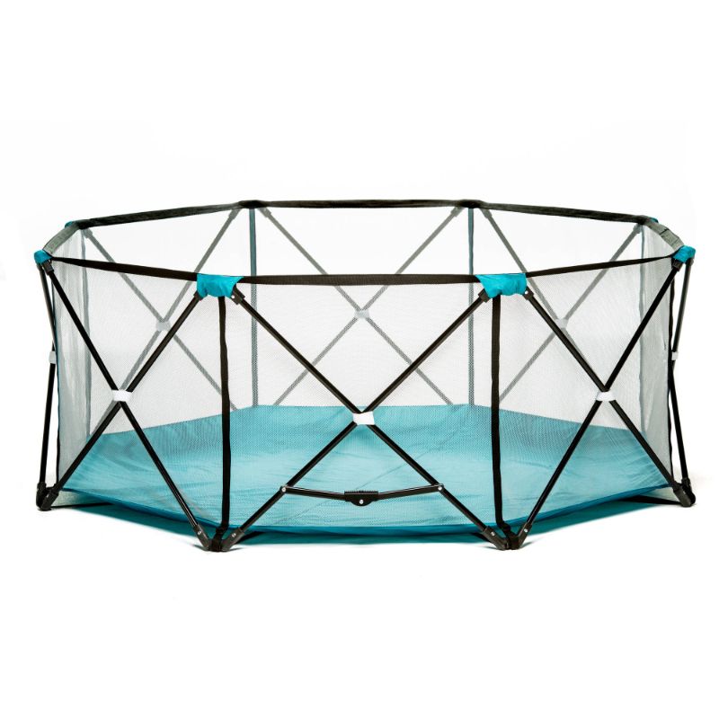 Photo 1 of Regalo My 8 Panel Portable 62 X 62 Indoor/Outdoor Steel Pop-up Play Tent W/ Carrying Bag in Blue/Green, Size 26.0 H X 62.0 W X 62.0 D in
