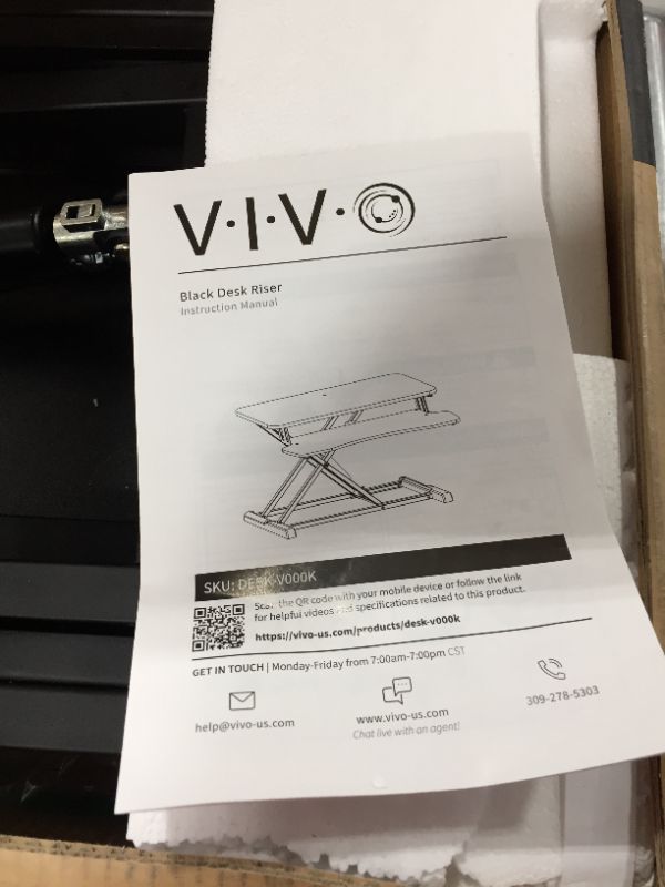 Photo 2 of VIVO Black Height Adjustable Standing Desk Monitor Riser 32" Sit Stand Workstation Tabletop