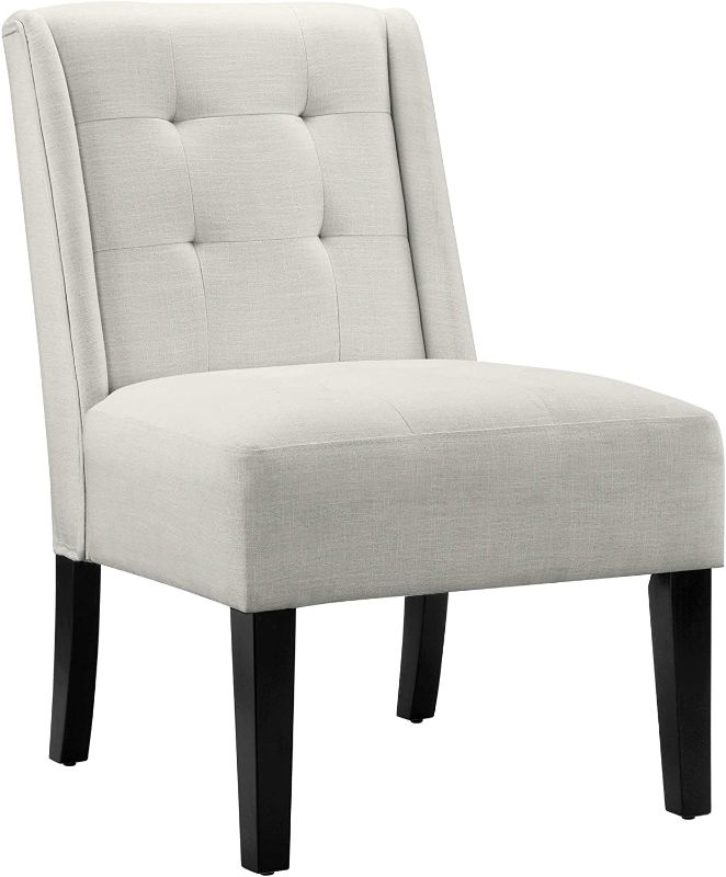 Photo 1 of Amazon Basics Modern Tufted Accent Chair with Solid Wood Legs, Beige
