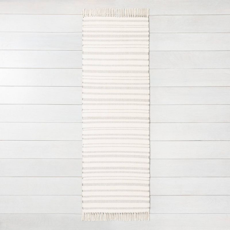 Photo 1 of 2'4" X 7' Stripe with Fringe Runner - Hearth & Hand™ with Magnolia
