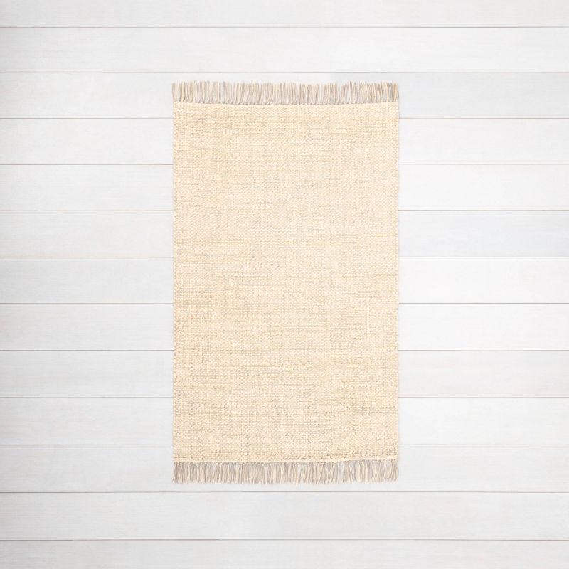 Photo 1 of 3 X 5' Bleached Jute Fringe Accent Rug - Hearth & Hand™ with Magnolia
