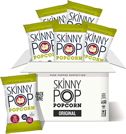Photo 1 of BEST BY - 06/13/2021-SkinnyPop Original Popcorn, 4.4oz Grocery Size Bags, (Pack of 6), Skinny Pop, Healthy Popcorn Snacks, Gluten Free
