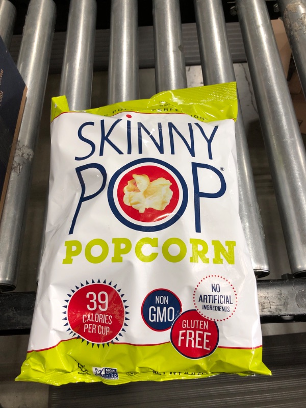 Photo 1 of BEST BY - 06/13/2021-SkinnyPop Original Popcorn, 4.4oz Grocery Size Bags, (Pack of 6), Skinny Pop, Healthy Popcorn Snacks, Gluten Free
