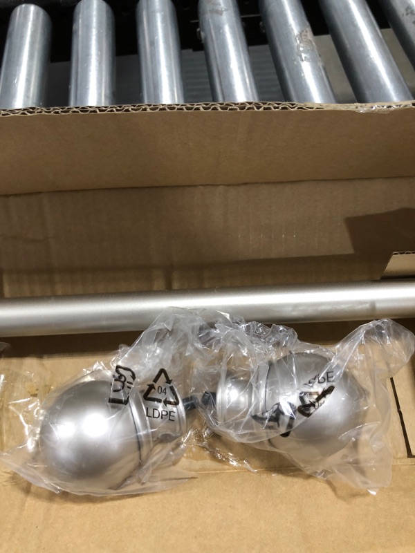 Photo 1 of Amazon Basics 1-Inch Curtain Rod with Round Finials - 1-Pack, 36 to 72 Inch, Nickel
