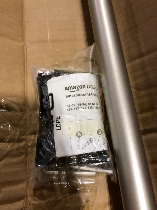 Photo 1 of Amazon Basics 1-Inch Curtain Rod with Round Finials - 1-Pack, 36 to 72 Inch, Nickel
