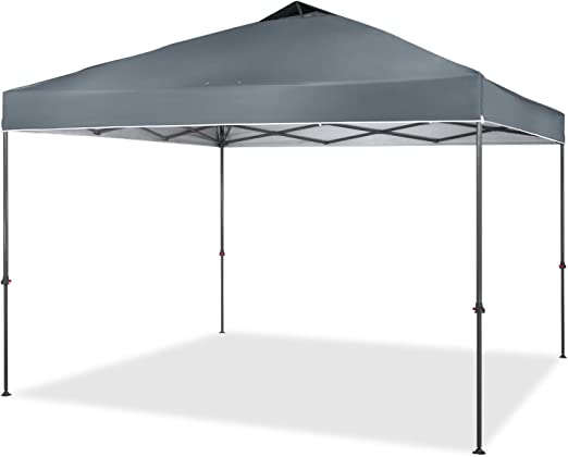 Photo 1 of CROWN SHADES Canopy Tent 10x10 One Push Pop up Canopy Easy Up Canopy Bonus Carry Bag, 8 Stakes, 4 Ropes, Grey
