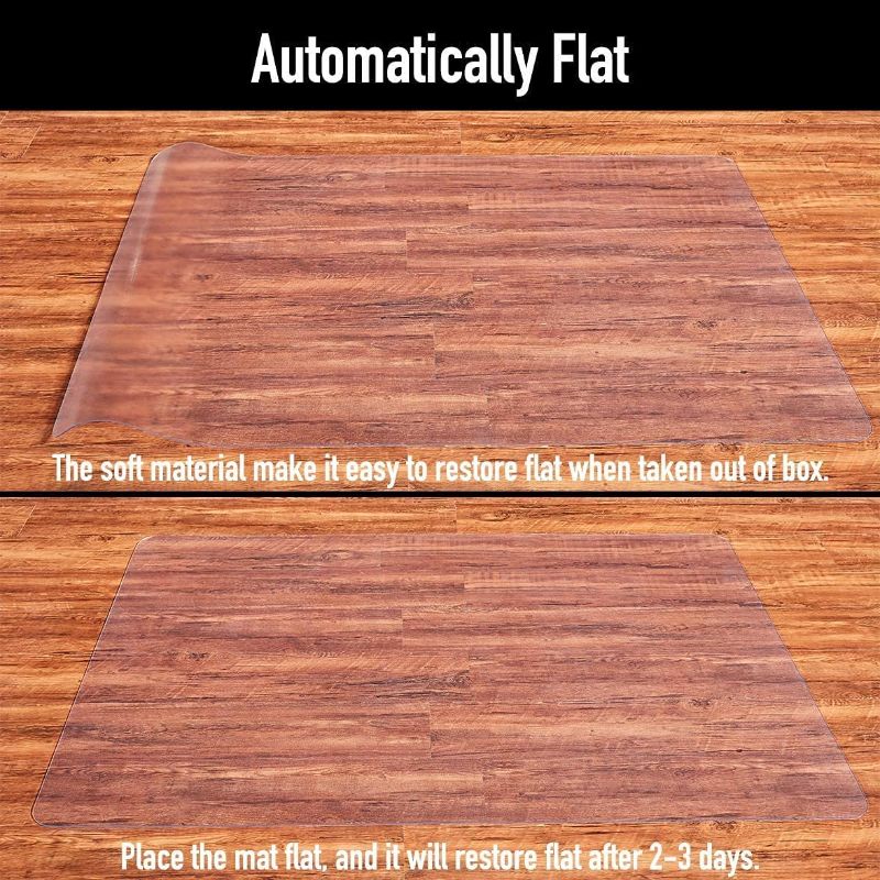 Photo 2 of Office Chair Mat, 47"×35"-2mm Thick, Chair Mat for Hardwood Floor, Desk Chair Mat, Floor Protectors for Office Chairs, Office Mat, Office Mats for Rolling Chairs
