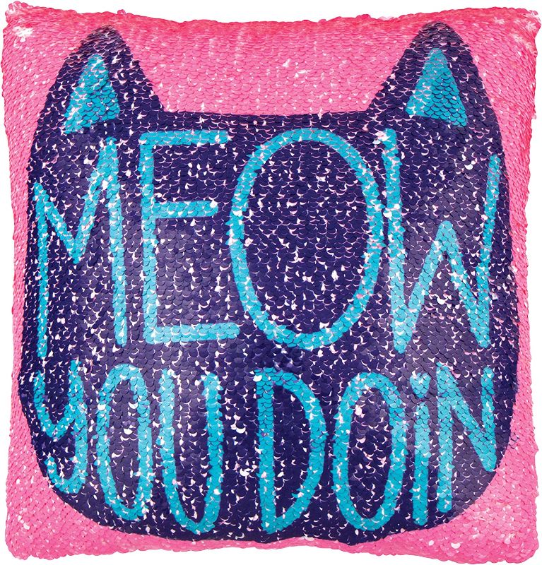Photo 1 of Fashion Angels Maic Sequin Printed Pillow-Meow You Doin, One Size, Multi
