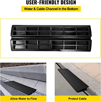 Photo 1 of  Curb Ramp, 1 Pack Rubber Driveway Ramps, Heavy Duty 32000 lbs Weight Capacity Threshold Ramp, 2.6 inch High Curbside Bridge Ramps for Loading Dock Garage Sidewalk, Expandable Full Ramp Set
