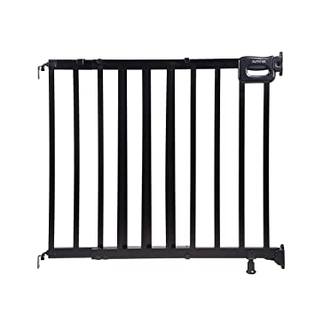 Photo 1 of Summer Infant Summer Deluxe Stairway Simple to Secure Wood Safety Baby Gate, Fits Openings 30-48" Wide, for Doorways & Stairways, 32" Tall Walk-Through Baby & Pet Gate, Black, One Size
