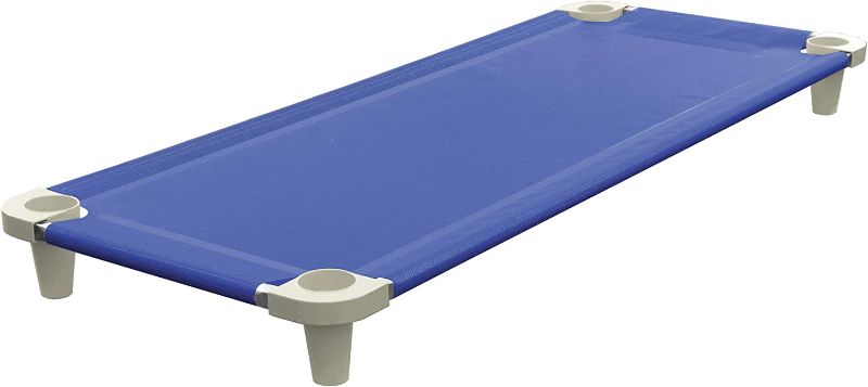 Photo 1 of Acrimet Premium Stackable Nap Cot (Stainless Steel Tubes) (Blue Cot - Grey Feet) (1 Unit)
