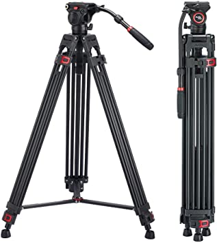 Photo 1 of Video Tripod, Avella VH501 72 inch Professional Heavy Duty Aluminum Tripod, with Detachable Fluid Drag Pan Tilt Head Max Loading 13.2 LB, for Canon Nikon Sony Olympus Panasonic DSLR Camcorder
