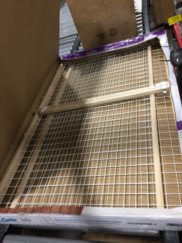 Photo 2 of Wood Pet Gate 44 High Featuring New Patented Latch System Wire Mesh Dog Gate Expands 29-41 Inches Wide
