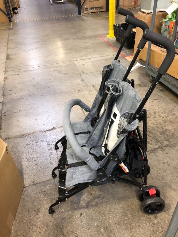 Photo 1 of Dream On Me Volgo Twin Umbrella Stroller in Dark and Light Grey
