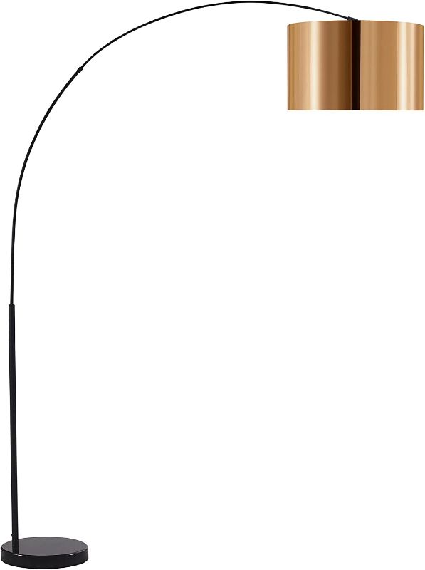 Photo 1 of Versanora VN-L00041 Curvella Arched Floor Lamp with Marble Base, (L) 70.86 (W) 16.90 x (H) 78.70, Copper/Black, Large
