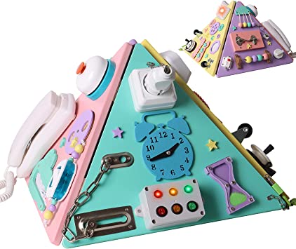 Photo 1 of All in One Colorful Pyramid Busy Board House Game Montessori Educational Tabletop Activity for Toddlers Motor Skills Brain Developing Set Family Fun 24 Activities