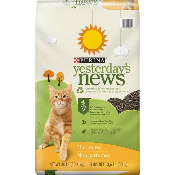 Photo 1 of 30 lb Purina Yesterday's News Non Clumping Paper Cat Litter, Unscented Low Tracking Cat Litter, . Bag BB FEB 2023
