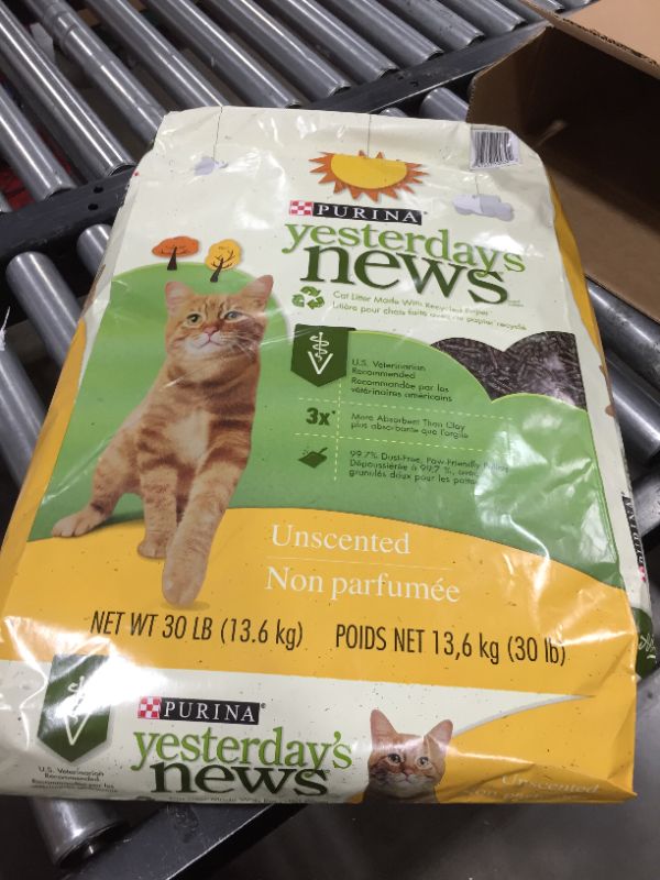 Photo 2 of 30 lb Purina Yesterday's News Non Clumping Paper Cat Litter, Unscented Low Tracking Cat Litter, . Bag BB FEB 2023
