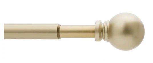 Photo 1 of 28 in. - 48 in. Telescoping 5/8 in. Single Curtain Rod Kit in Champagne Gold with Ball Finials