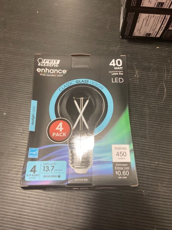 Photo 1 of 40-Watt Equivalent A19 Bright White Filament LED (4-Pack)