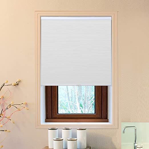 Photo 1 of Allesin Cellular Window Shades (Blackout) Cordless Room Darkening Blinds and Shades for Windows, Bedroom, Home (White 46" W x 48" H)