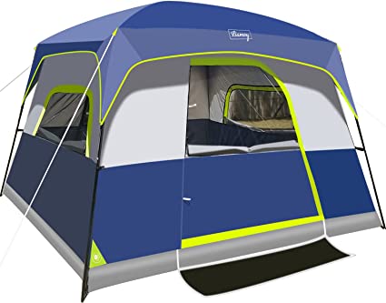 Photo 1 of 6-Person Tent/Instant for Camping Windproof Family 60 Seconds/Easy Setup Cabin Tent with Top Rainfly, Double Layer,4 Large Mesh Windows,2 Mesh Door,Provide 2 pcs Gate Mat Camping Tent-10'X9'X78''(H)
