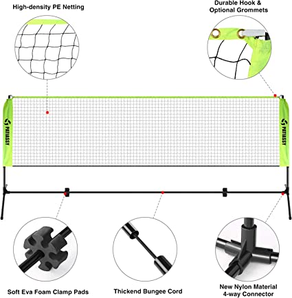 Photo 1 of Patiassy 17ft Portable Volleyball Badminton Net Set - Indoor Outdoor Adjustable Height Net with Poles, 4 Shuttlecocks, 4 Pickleballs and 1 Volleyball for Backyards Beach