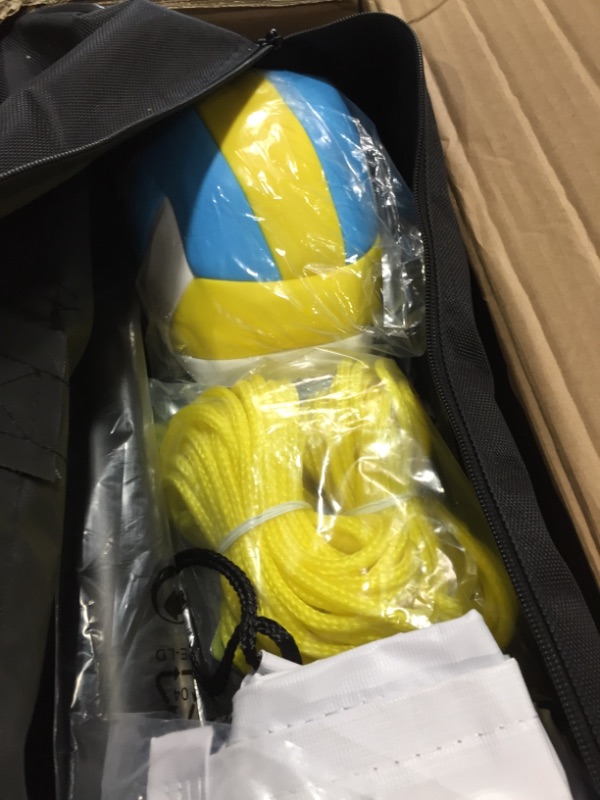 Photo 1 of Patiassy 17ft Portable Volleyball Badminton Net Set - Indoor Outdoor Adjustable Height Net with Poles, 4 Shuttlecocks, 4 Pickleballs and 1 Volleyball for Backyards Beach