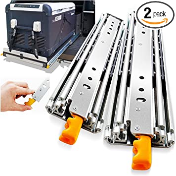 Photo 1 of YENUO Heavy Duty Drawer Slides with Lock 12 14 16 18 20 22 24 26 28 30 32 34 36 38 40 44 48 52 56 60 inch Full Extension Side Mount Ball Bearing Locking Rails Track Glides Runners Load 410lbs 1 Pair