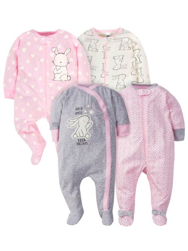 Photo 1 of Gerber Baby-girls 4 Pack Sleep 'N Play Footie 3-6 Months