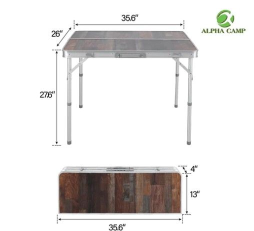 Photo 1 of Alpha Camp Portable Folding 3-Piece Set, 1 Table & 2 Benches