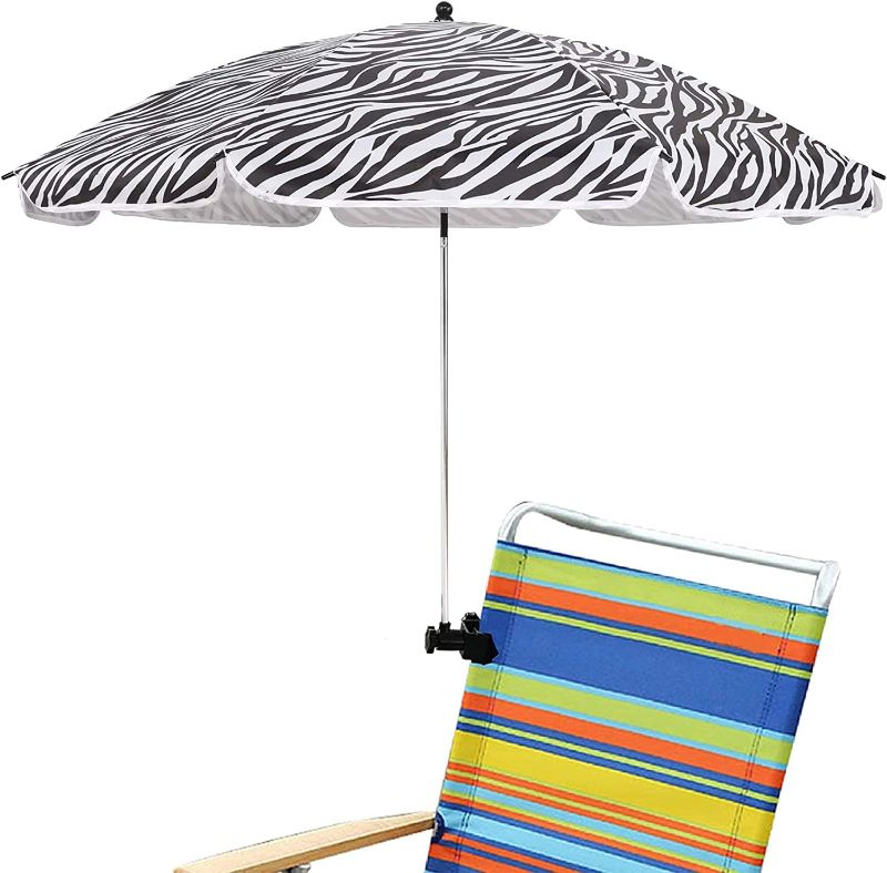 Photo 1 of AMMSUN Chair Umbrella with Universal Clamp 43 inches UPF 50+,Portable Clamp on Patio Chair,Beach Chair,Stroller,Sport chair,Wheelchair and Wagon (Zebra)
