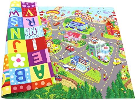 Photo 1 of Baby Care Play Mat - Playful Collection - Play Mat for Infants – Non-Toxic Baby Rug – Cushioned Baby Mat Waterproof Playmat – Reversible Mat (Medium, Zoo Town)