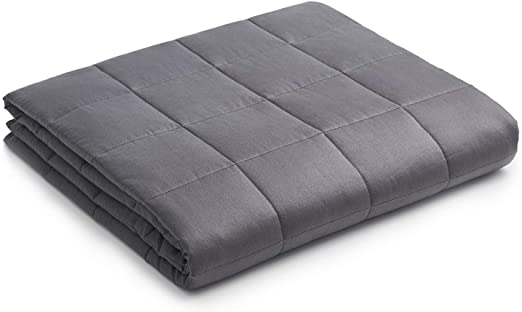 Photo 1 of YnM Oeko-Tex Certified Premium 80 x 87 Inch 25 Pound Cotton Calming Glass Bead Weighted Blanket for Queen & King Beds (Includes Duvet), Dark Grey